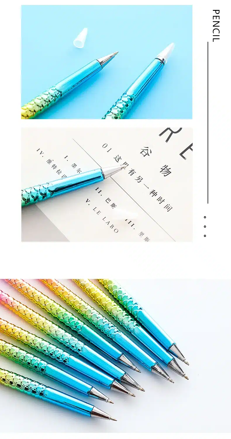 Creative Cute Mermaid Ballpoint Pen dazzling kawaii school supplies Styling Fish Ballpen Creative lovely Gift for girl 12