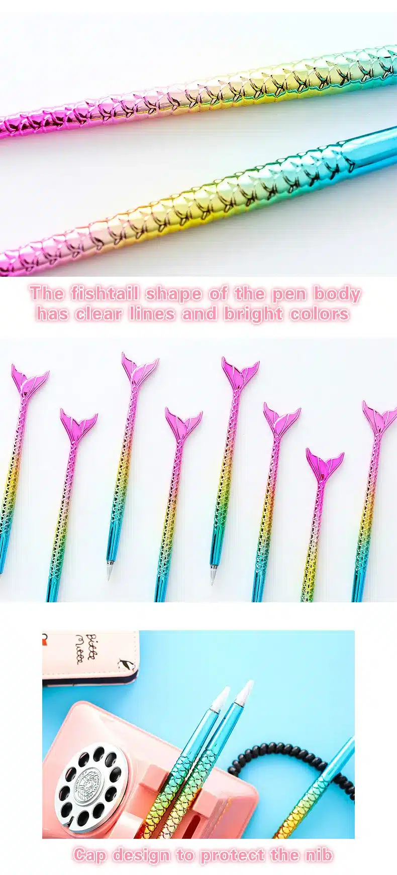 Creative Cute Mermaid Ballpoint Pen dazzling kawaii school supplies Styling Fish Ballpen Creative lovely Gift for girl 13