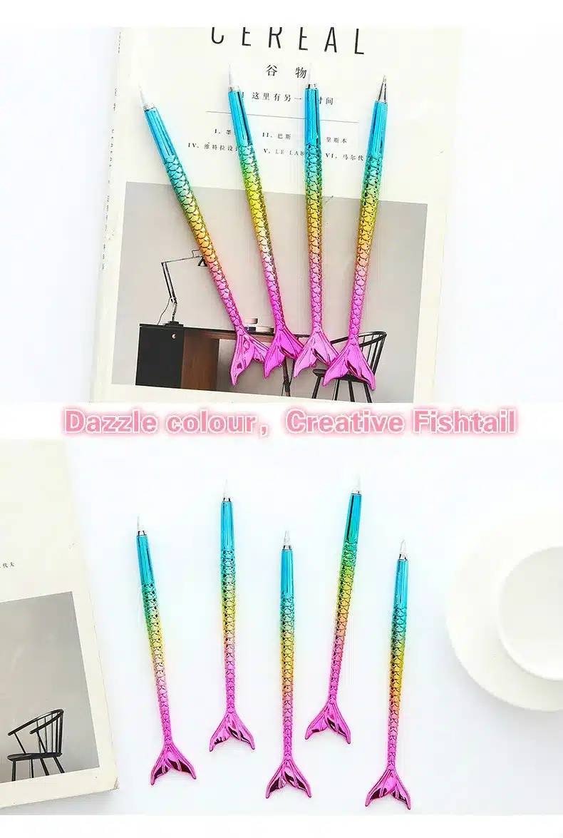 Creative Cute Mermaid Ballpoint Pen dazzling kawaii school supplies Styling Fish Ballpen Creative lovely Gift for girl 14