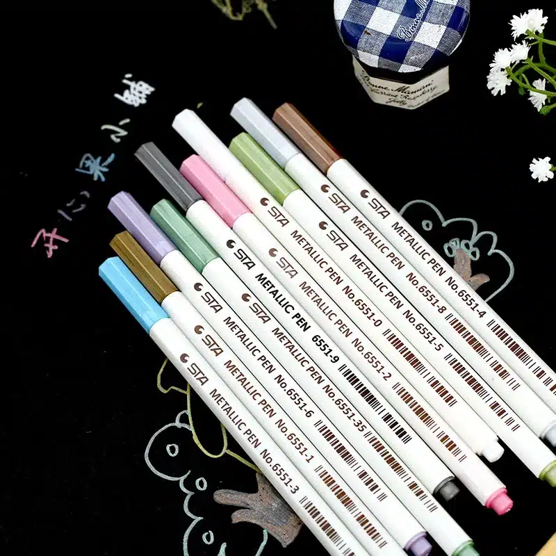 2017 New Sta 10 Colors Metallic Marker Pen Diy Scrapbooking Crafts Soft Brush Pen Art Marker Pen For Stationery School Supplies 9