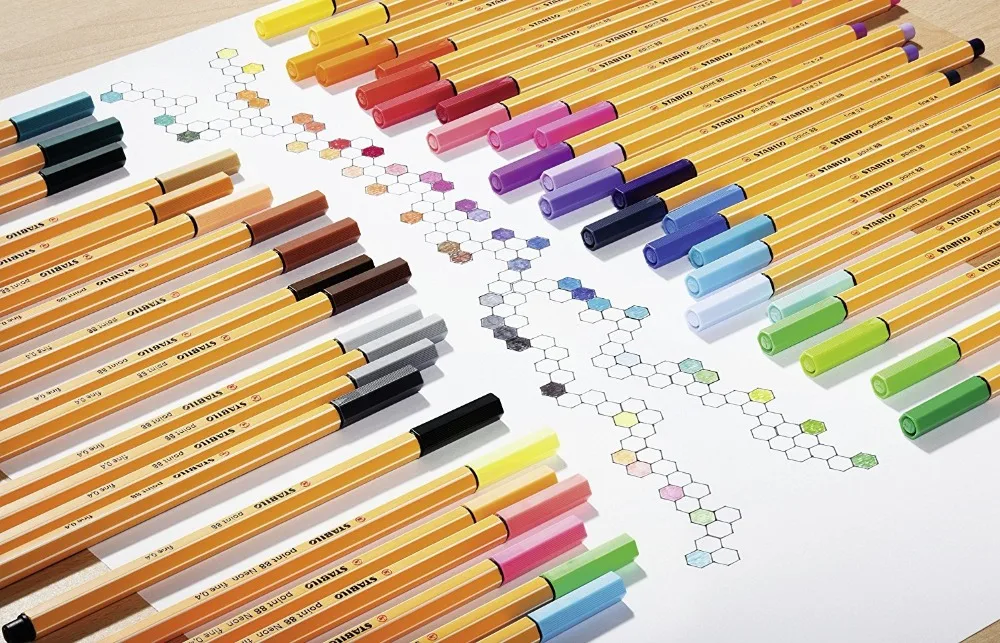25pcs STABILO Point 88 Fineliner Fiber Pen Art Marker 0.4mm Felt Tip Sketching Anime Artist Illustration Technical Drawing Pens 16