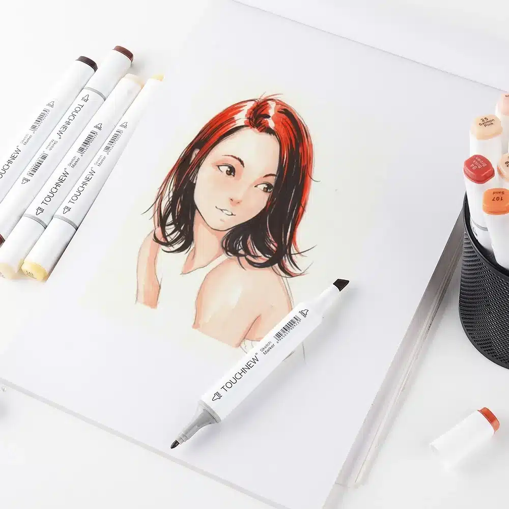 TouchNew Artist Marker Pens 24 Colours Blendable Alcohol Brush Pen Skin Tone Set for Portrait Illustration Drawing Art Markers 15