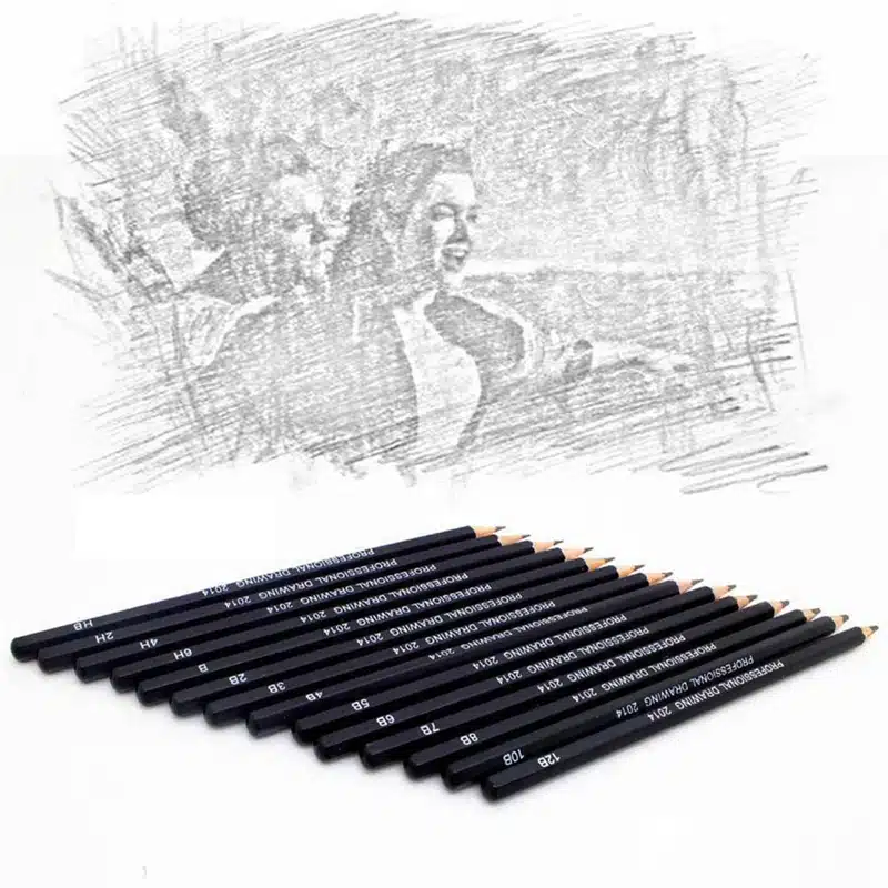 14pcs Sketch and Drawing Pencil Set HB 2B 6H 4H 2H 3B 4B 5B 6B 10B 12B 1B 1