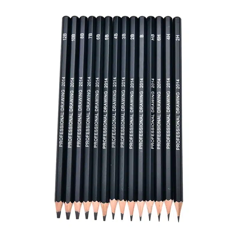 14pcs Sketch and Drawing Pencil Set HB 2B 6H 4H 2H 3B 4B 5B 6B 10B 12B 1B 3
