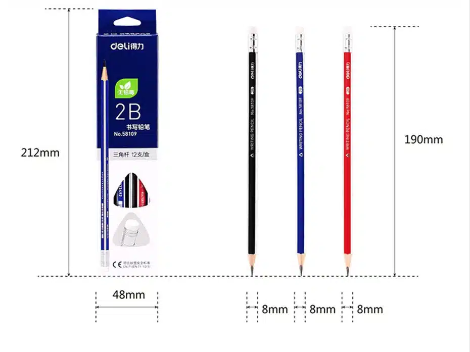 Deli Standard Pencils 12 Pcs/set HB Triangle Pencils With Eraser for Child Learn to Write Comfortably School Writing Stationery 3
