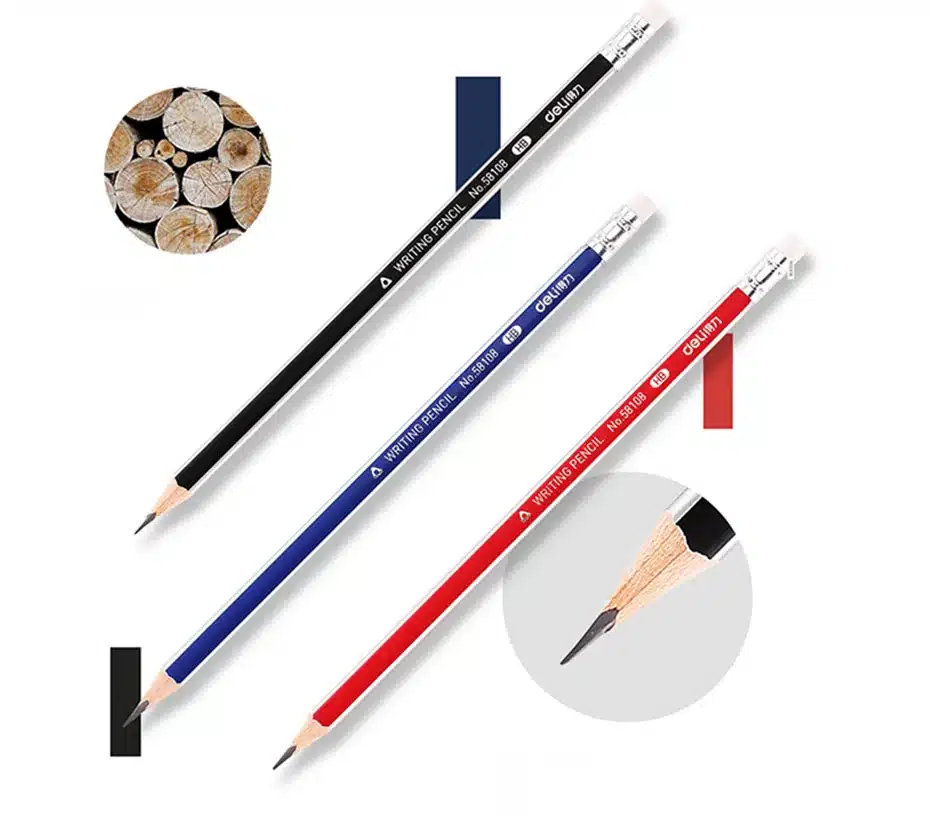 Deli Standard Pencils 12 Pcs/set HB Triangle Pencils With Eraser for Child Learn to Write Comfortably School Writing Stationery 4