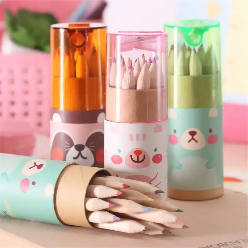 12Pcs/Box Mini Crayons Pencils Creative Stationery Cute Bear Pencils For School Girl Boy Colored Pencils YOUE SHONE 2