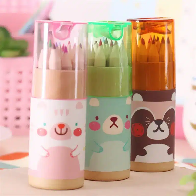12Pcs/Box Mini Crayons Pencils Creative Stationery Cute Bear Pencils For School Girl Boy Colored Pencils YOUE SHONE 6