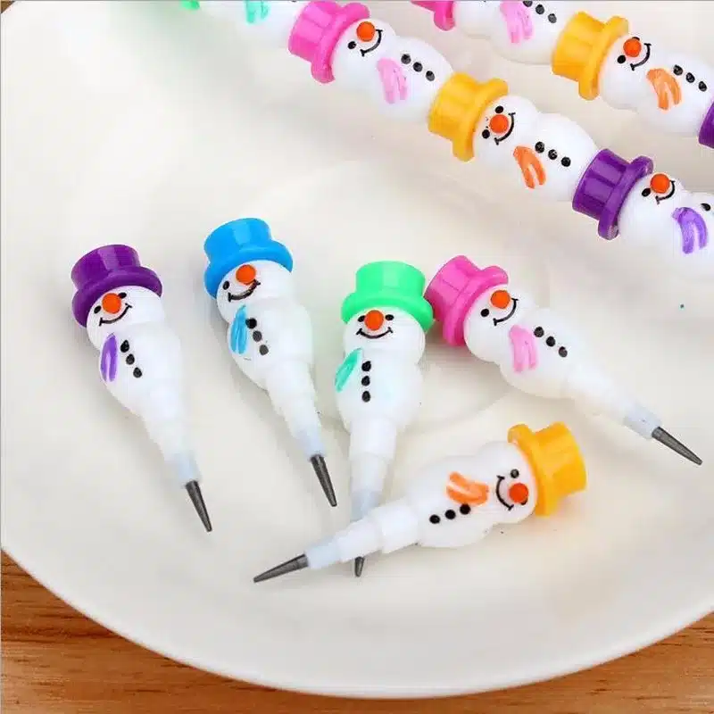 1PCS/Lot Stationery Cute Snowman Pencils Cartoon Gift Pencil With 5 Segments Assembled School And Office Supplies 3
