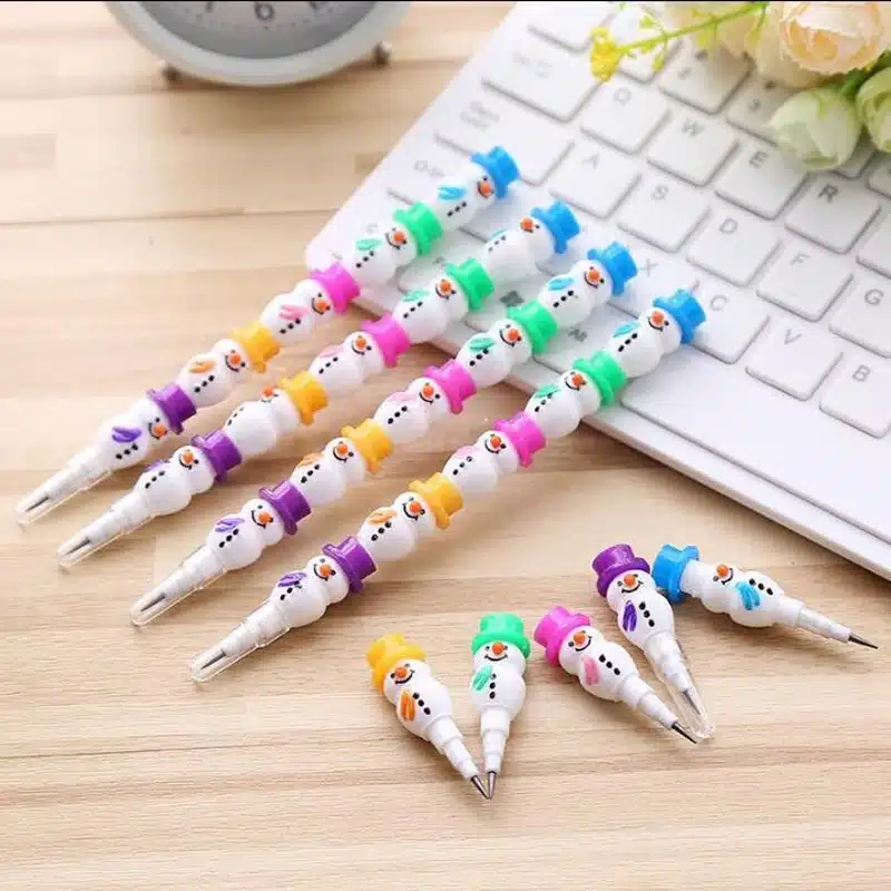 1PCS/Lot Stationery Cute Snowman Pencils Cartoon Gift Pencil With 5 Segments Assembled School And Office Supplies 7
