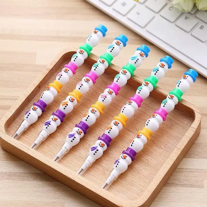 1PCS/Lot Stationery Cute Snowman Pencils Cartoon Gift Pencil With 5 Segments Assembled School And Office Supplies 8