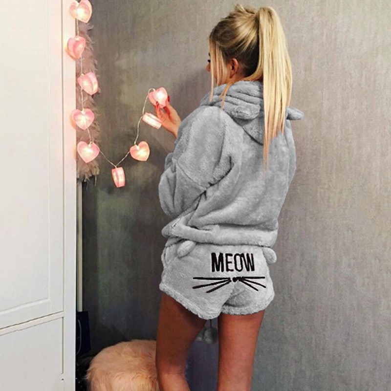 liva girl Women Pajama Sets 2018 Autumn winter Flannel Cartoon Warm Pyjamas Women Homewear Animal Sleepwear Cat female pajama 15