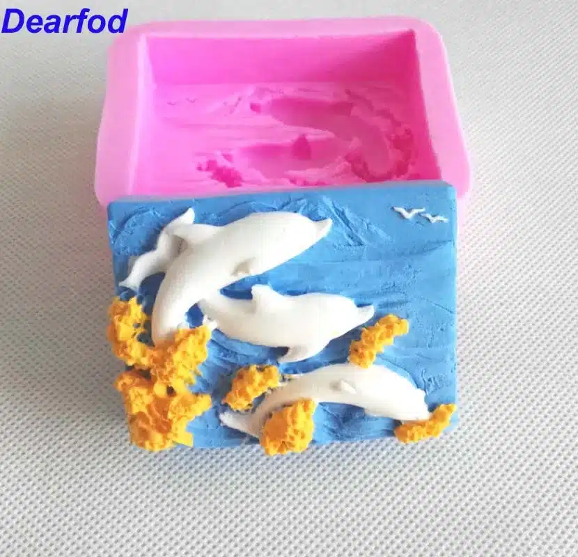 9761 Dolphin Playing Wave Fondant Silicone Mold for Soap Candle and Chocolate make and Cake Decoration Kitchenware DIY Tool 2