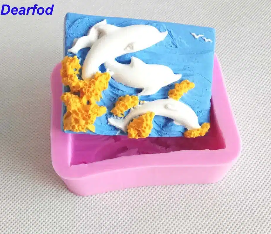 9761 Dolphin Playing Wave Fondant Silicone Mold for Soap Candle and Chocolate make and Cake Decoration Kitchenware DIY Tool 3