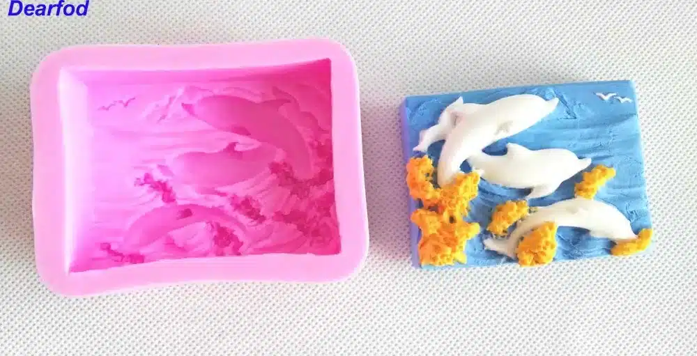 9761 Dolphin Playing Wave Fondant Silicone Mold for Soap Candle and Chocolate make and Cake Decoration Kitchenware DIY Tool 5