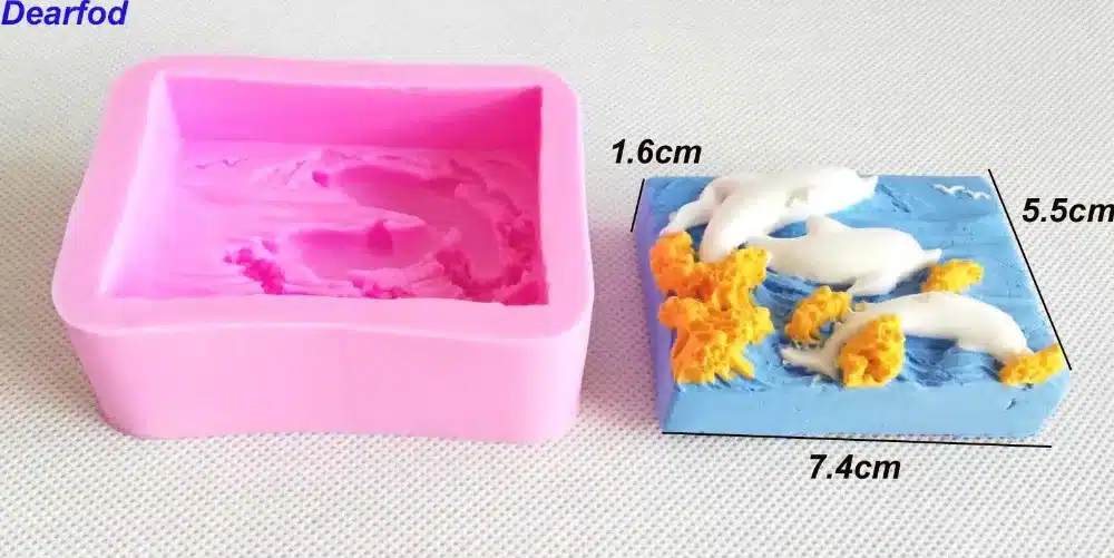 9761 Dolphin Playing Wave Fondant Silicone Mold for Soap Candle and Chocolate make and Cake Decoration Kitchenware DIY Tool 6