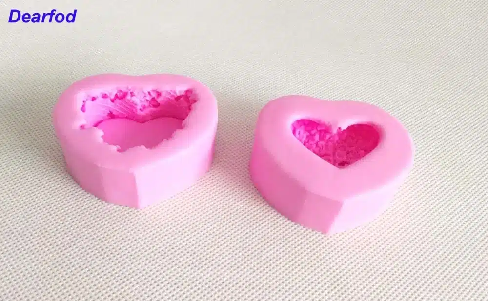 9744 2pcs/set of Heart Shape Rose Fondant Silicone Mold for Soap Candle and Chocolate make Kitchenware DIY Tool 5