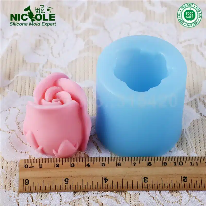 Nicole R0141 Easy Unmold Flexible 3D Rose Flower Silicone Decorative Soap Candle Molds Resin,Clay Crafts Mould 4