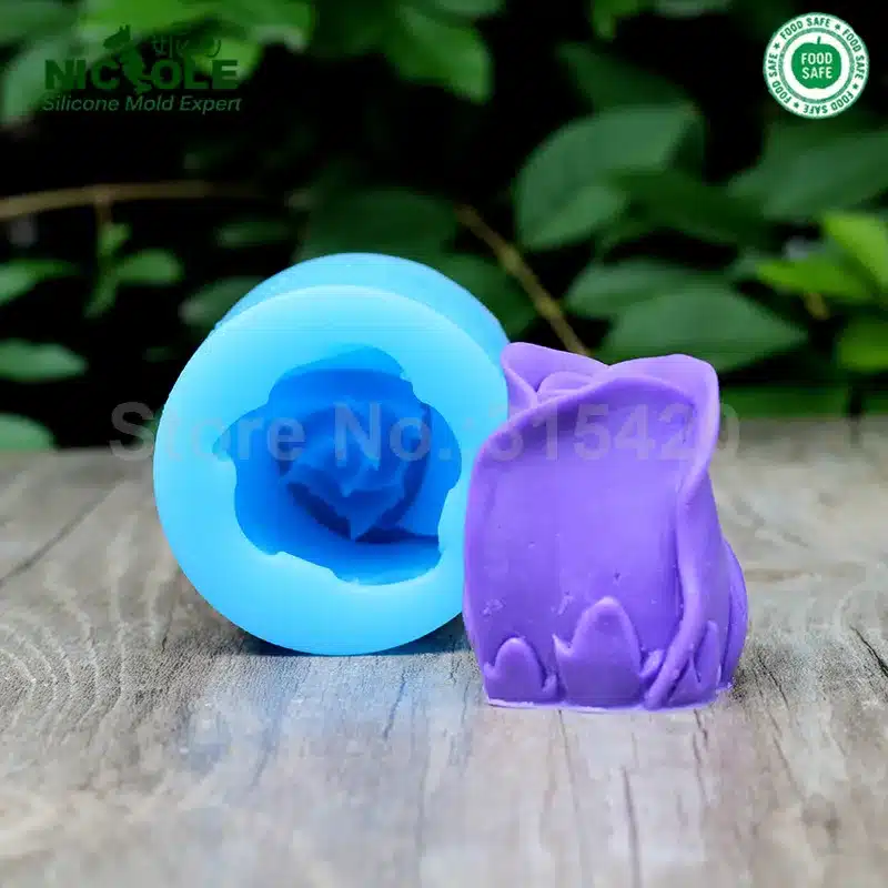 Nicole R0141 Easy Unmold Flexible 3D Rose Flower Silicone Decorative Soap Candle Molds Resin,Clay Crafts Mould 8
