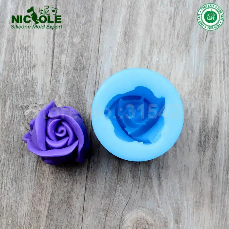 Nicole R0141 Easy Unmold Flexible 3D Rose Flower Silicone Decorative Soap Candle Molds Resin,Clay Crafts Mould 9