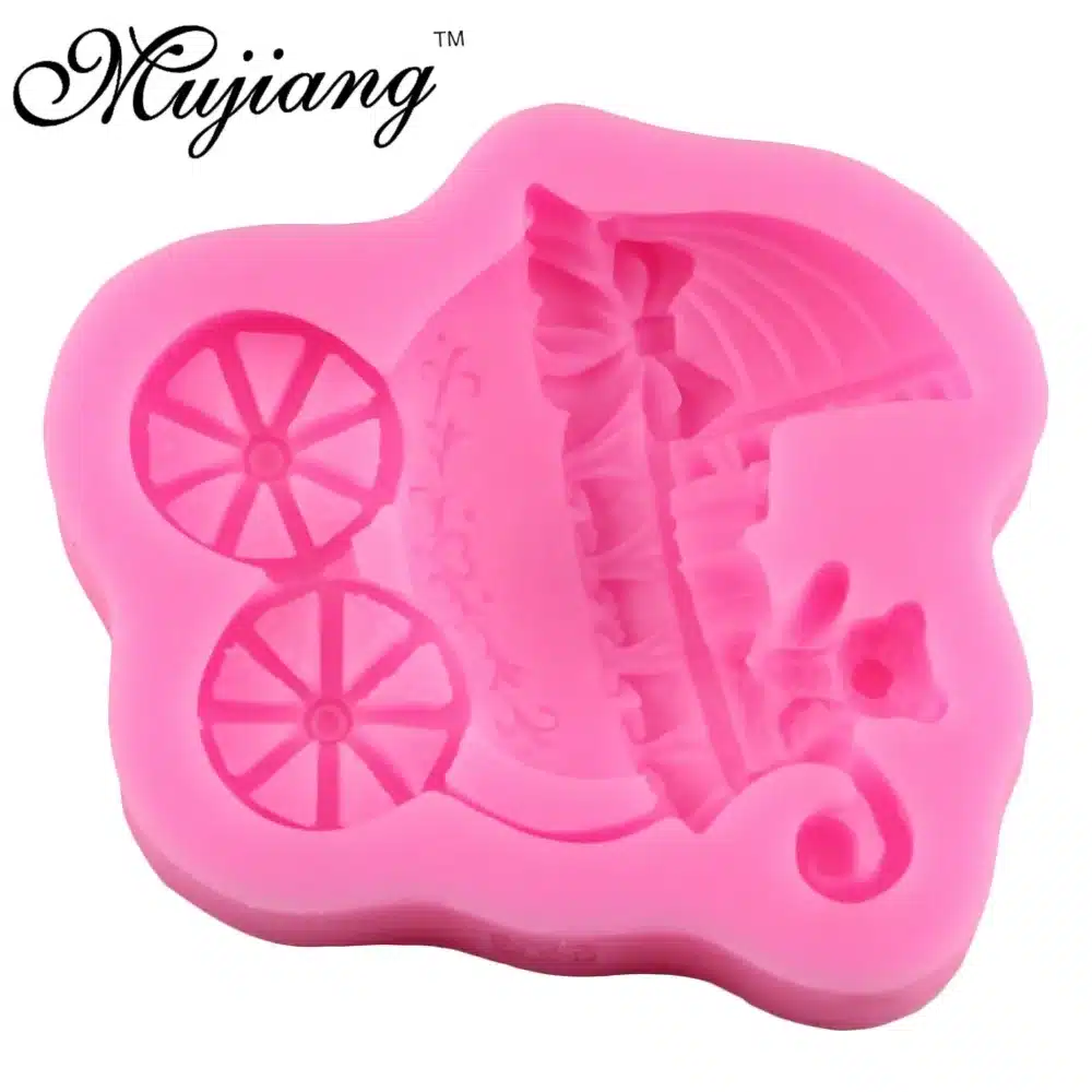 Mujiang Baby Bear Stroller Silicone Cake Mold Fondant Cake Decorating Tools Chocolate Candy Molds Fimo Clay Soap Candle Moulds 11