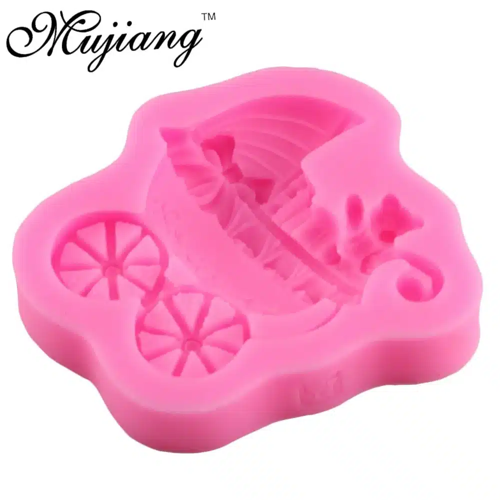Mujiang Baby Bear Stroller Silicone Cake Mold Fondant Cake Decorating Tools Chocolate Candy Molds Fimo Clay Soap Candle Moulds 13
