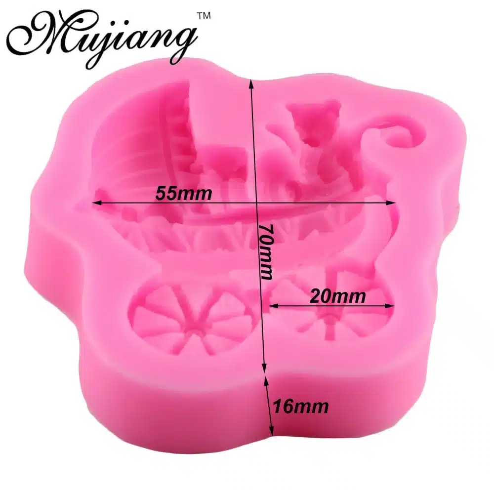 Mujiang Baby Bear Stroller Silicone Cake Mold Fondant Cake Decorating Tools Chocolate Candy Molds Fimo Clay Soap Candle Moulds 14