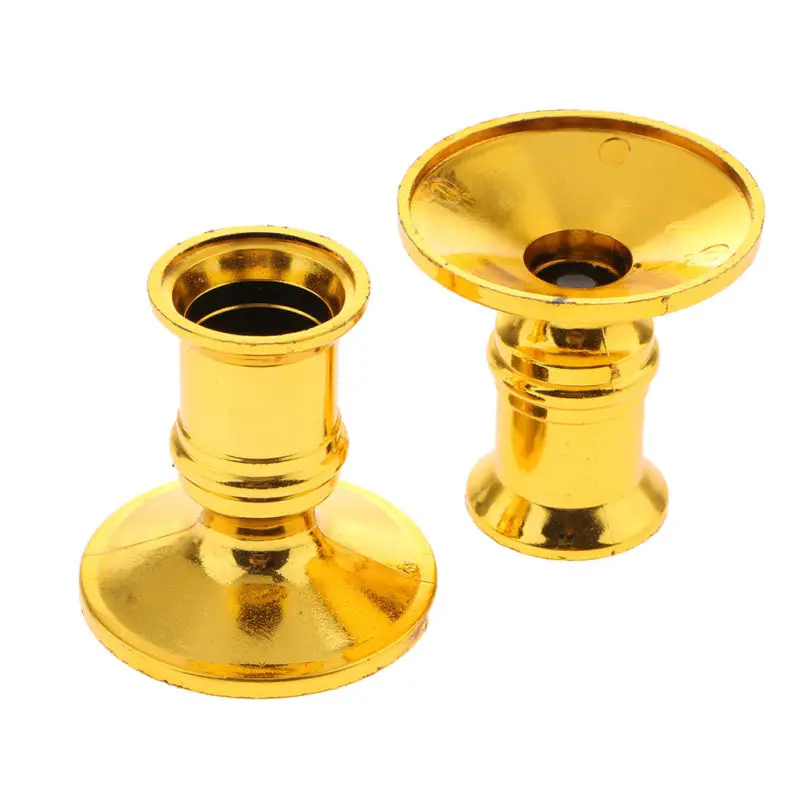 2X Taper Candle Holders Traditional Shape Fits Candlestick Gold Vintage 10