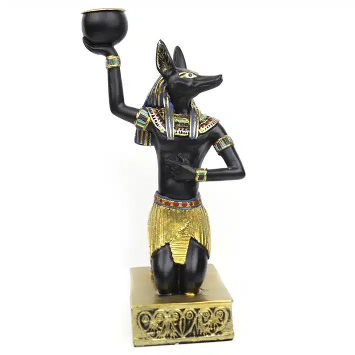 Egypt Candle Holders Resin Figurines Anubis Sphinx Home Decoration Candlestick 12