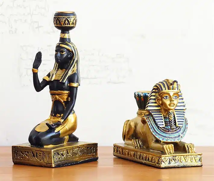 Egypt Candle Holders Resin Figurines Anubis Sphinx Home Decoration Candlestick 13