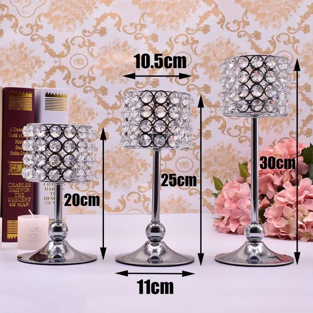 Peandim Luxury Crystal Silver Ceremony Decoration Candle Holder Party Bar Home Romantic Candelabra Centerpiece 10