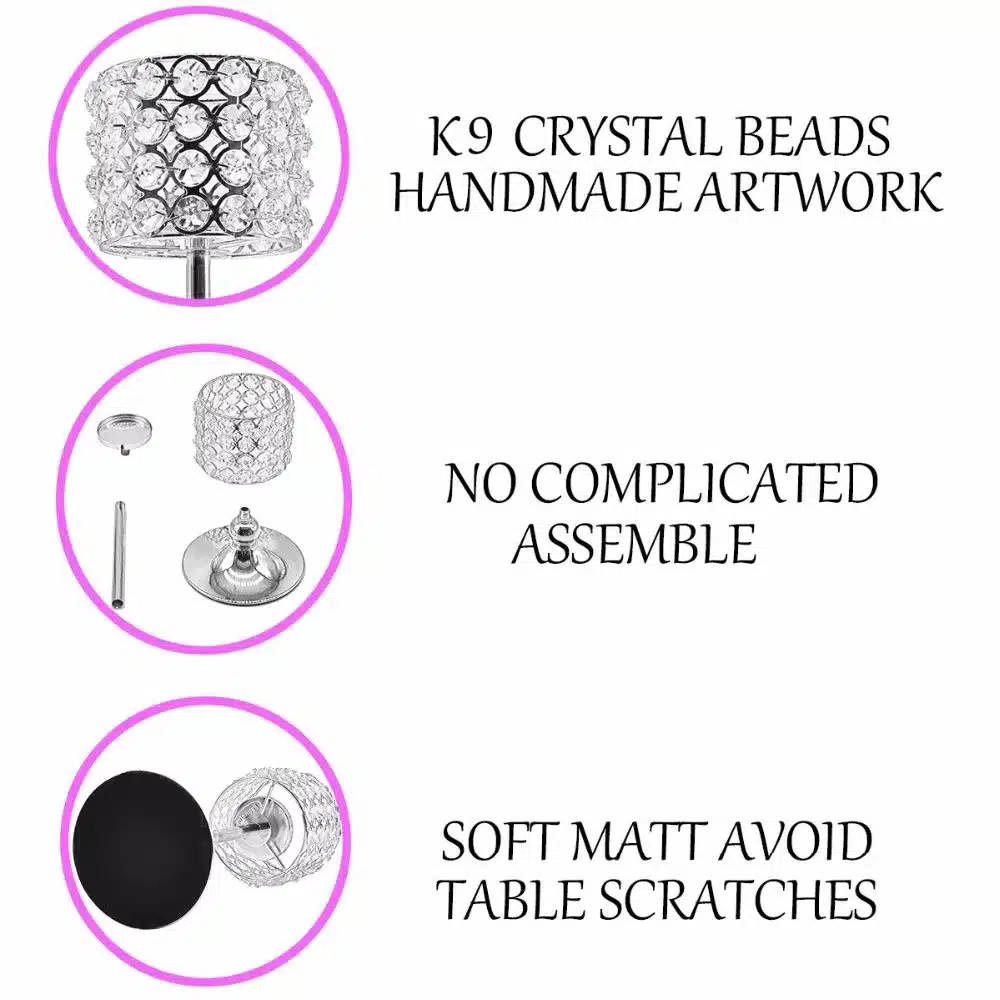 Peandim Luxury Crystal Silver Ceremony Decoration Candle Holder Party Bar Home Romantic Candelabra Centerpiece 11