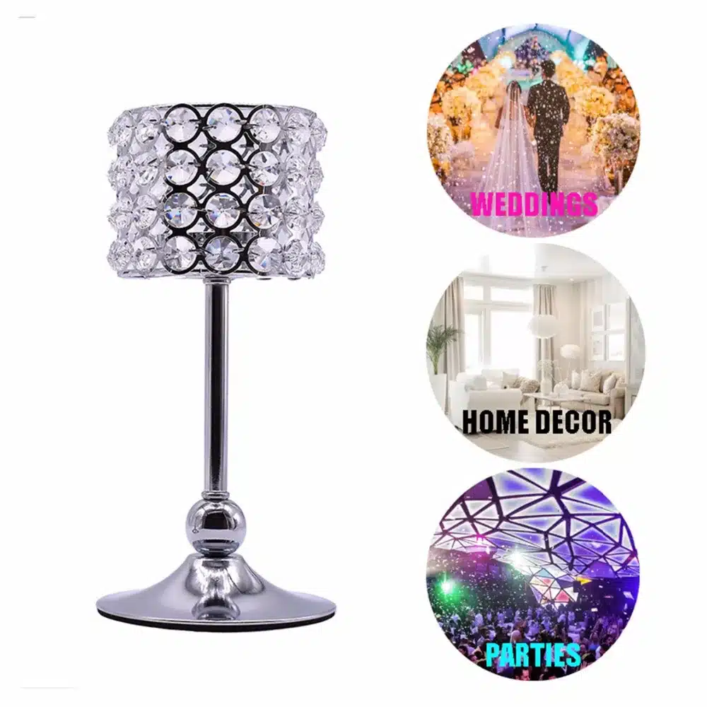 Peandim Luxury Crystal Silver Ceremony Decoration Candle Holder Party Bar Home Romantic Candelabra Centerpiece 13