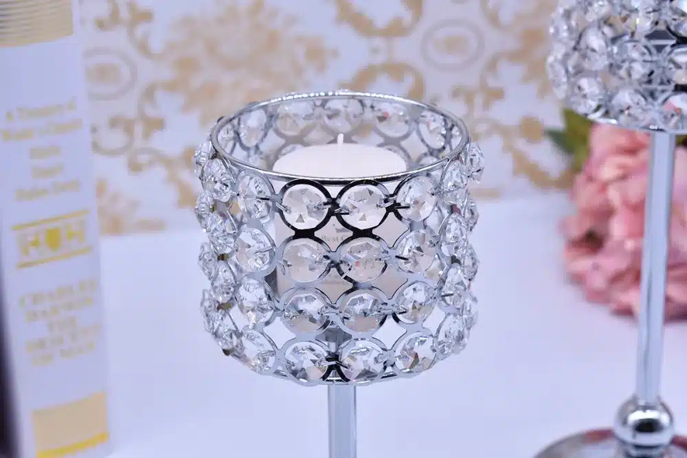 Peandim Luxury Crystal Silver Ceremony Decoration Candle Holder Party Bar Home Romantic Candelabra Centerpiece 15