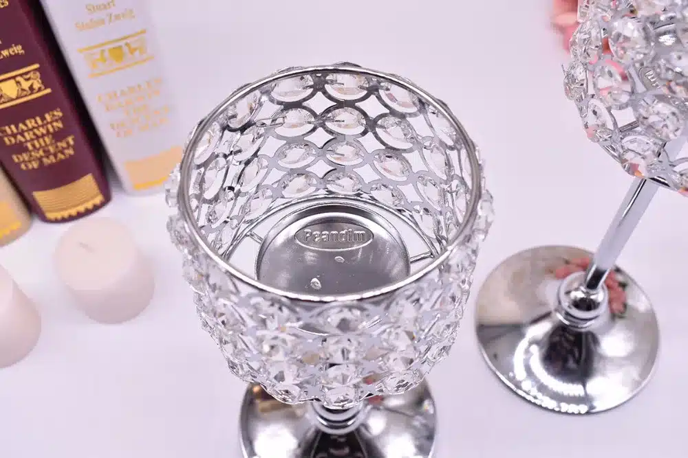 Peandim Luxury Crystal Silver Ceremony Decoration Candle Holder Party Bar Home Romantic Candelabra Centerpiece 17