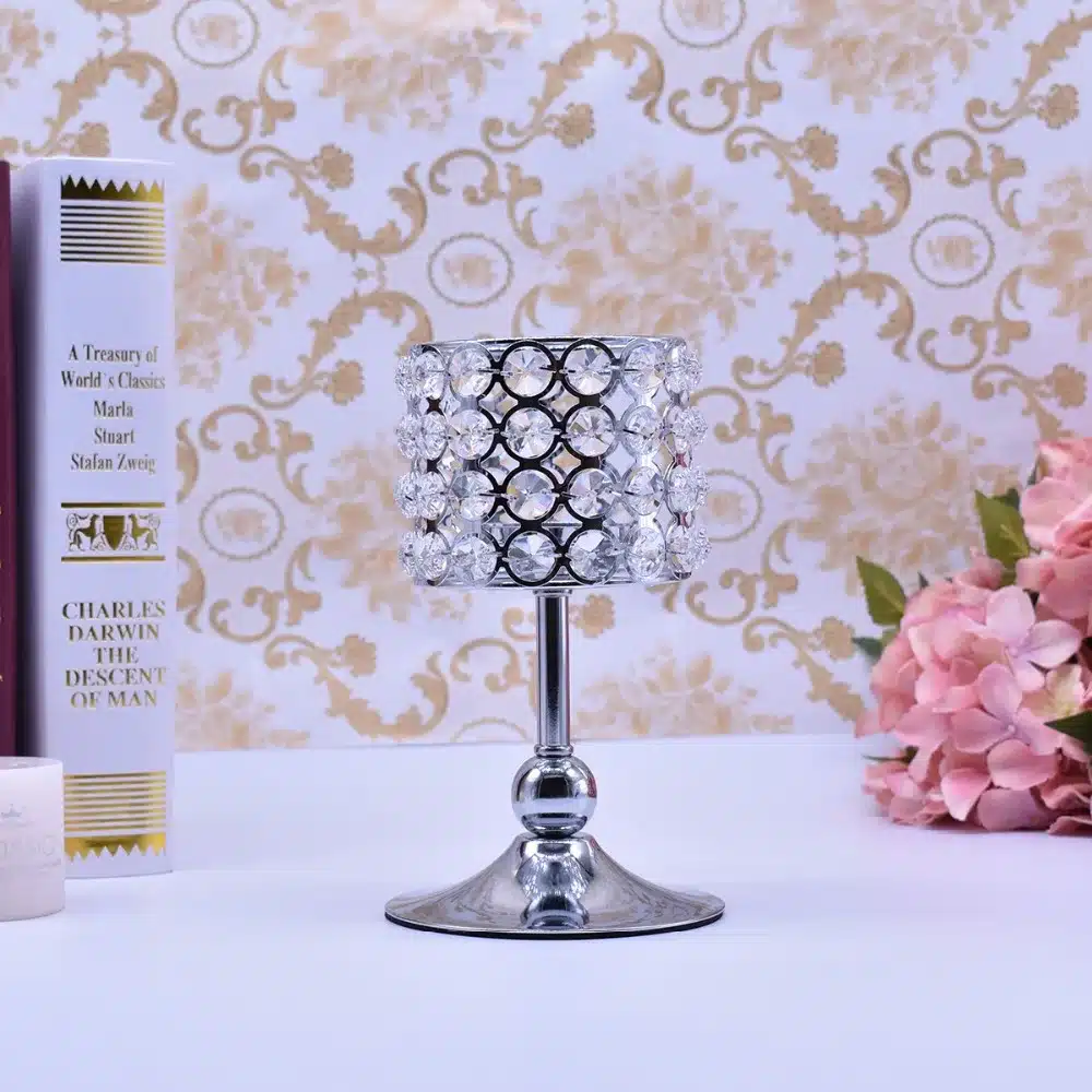 Peandim Luxury Crystal Silver Ceremony Decoration Candle Holder Party Bar Home Romantic Candelabra Centerpiece 18