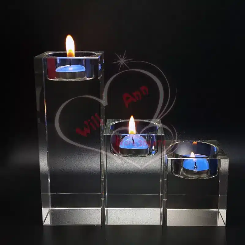 Clear Quartz Crystal Cube Tealight Candle Holder Glass Tealight Holders For Wedding Candelabra Centerpieces 12