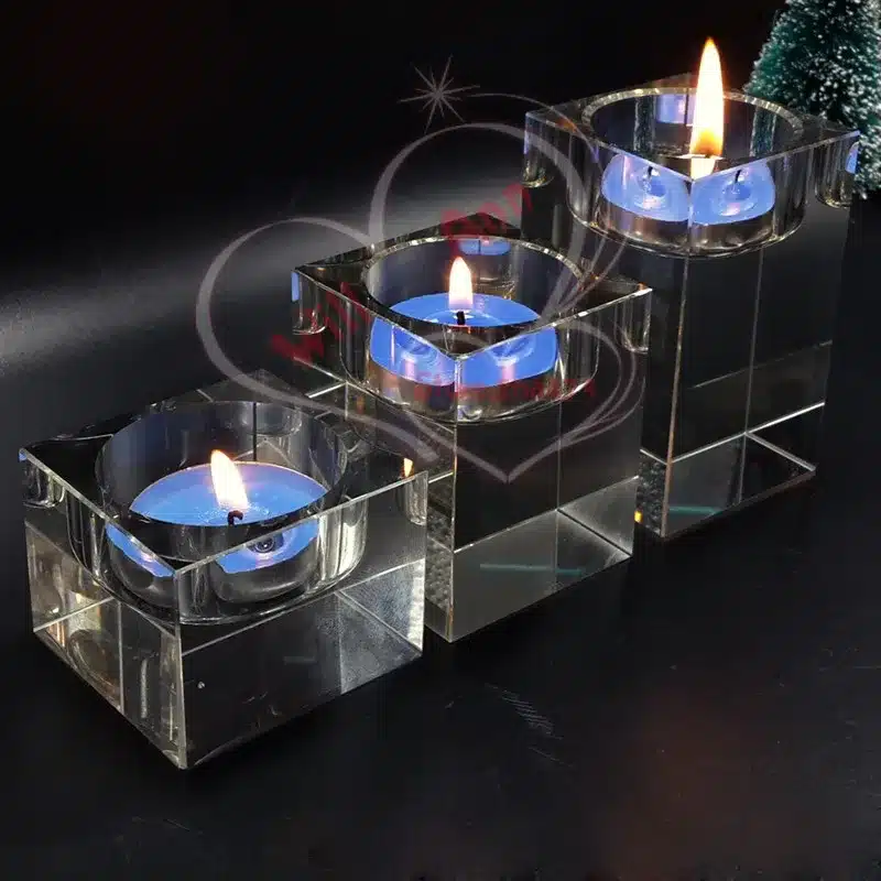 Clear Quartz Crystal Cube Tealight Candle Holder Glass Tealight Holders For Wedding Candelabra Centerpieces 13