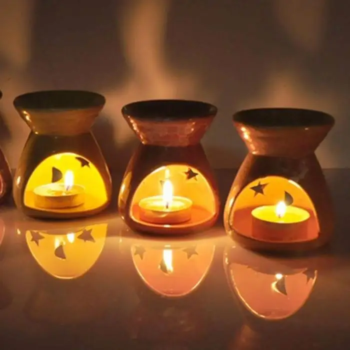 Romantic Oil Burner Fragrance Oils Aromatherapy tealight Candle Holders Simmering Granule Ceramic DC156 7