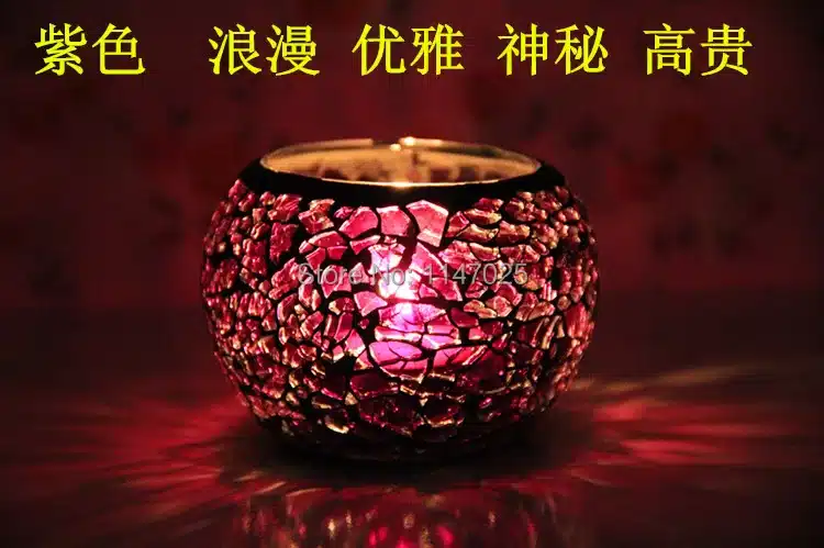 1PC Home accessories candlesticks Taiwan European style glass crafts bar color mosaic candle holder J1130 2