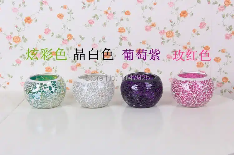 1PC Home accessories candlesticks Taiwan European style glass crafts bar color mosaic candle holder J1130 8