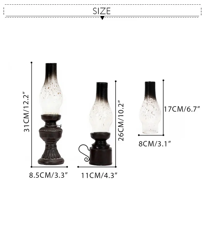 Retro Vintage Kerosene Lamp Candlestick Resin Crafts Ornaments Creative Household Living Room Tabletop Candle Holder Decorations 9