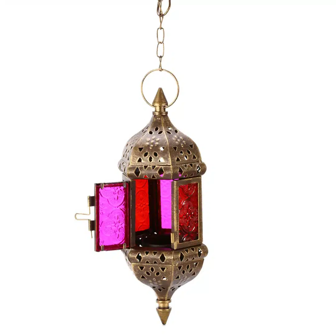1pc Classic Moroccan Hanging Lantern Candle Holder Glass Metal Vintage Tea Light Holder for Hotel Wedding Home Decoration 3