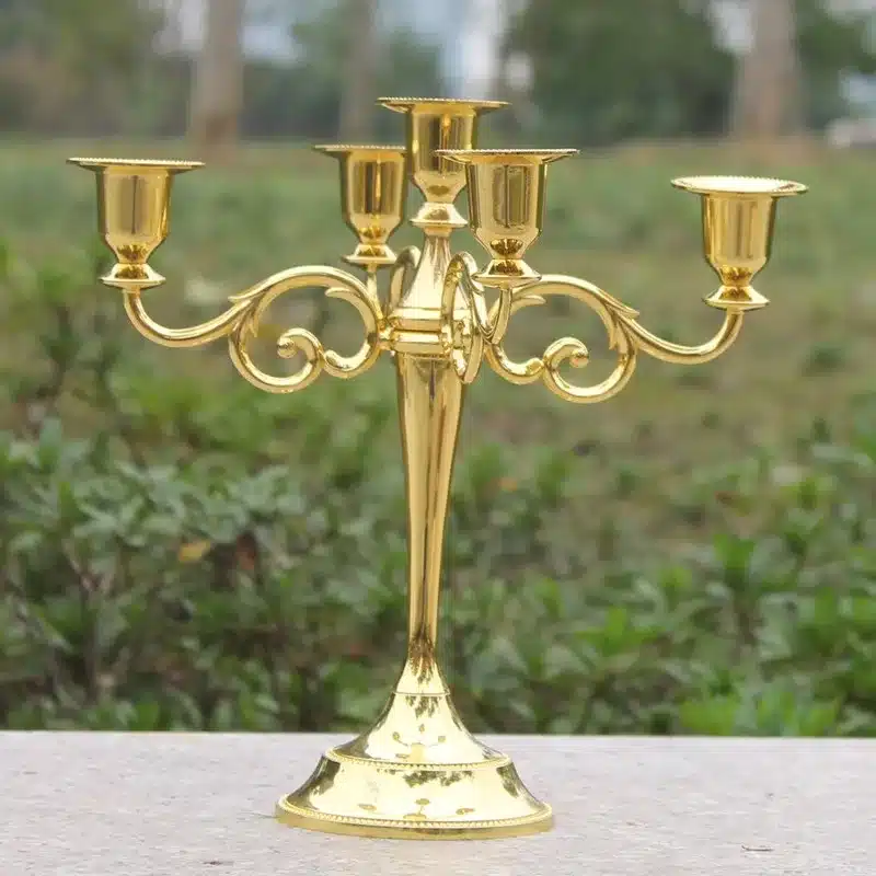 4 Colors Metal Candle Holders 5-Arms Candlestick Tabletop Candle Stand Wedding Decoration Candelabra Home Decor Candelabrum 6