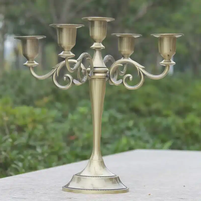 4 Colors Metal Candle Holders 5-Arms Candlestick Tabletop Candle Stand Wedding Decoration Candelabra Home Decor Candelabrum 14