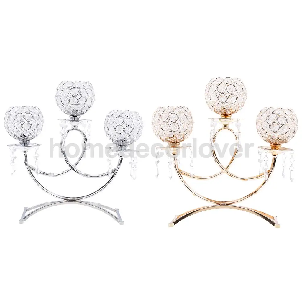 Wedding Holiday Party Tealight Candle Holder Candelabra 3-Arm Wedding Party Table Centerpiece Home Decor 2