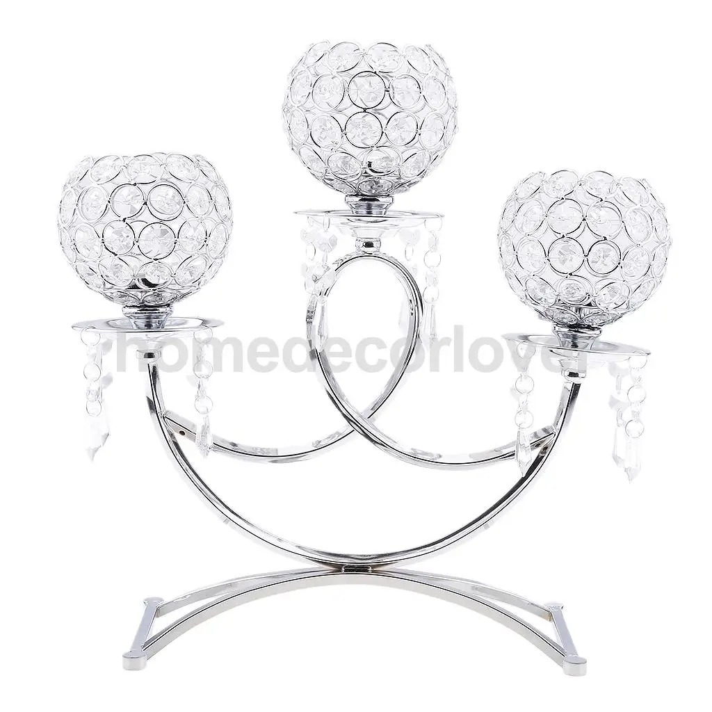 Wedding Holiday Party Tealight Candle Holder Candelabra 3-Arm Wedding Party Table Centerpiece Home Decor 4