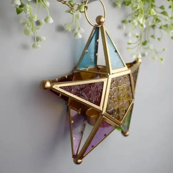 Five-pointed Star Candle Holder Moroccan Style Hanging Glass Metal Lantern TB Sale 12