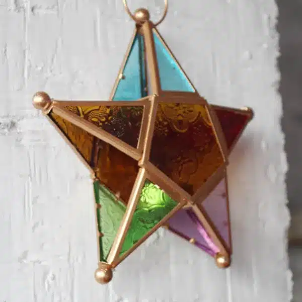 Five-pointed Star Candle Holder Moroccan Style Hanging Glass Metal Lantern TB Sale 14
