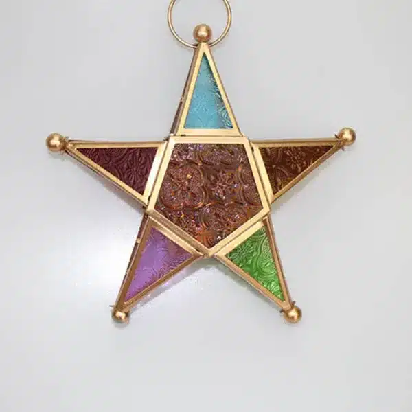 Five-pointed Star Candle Holder Moroccan Style Hanging Glass Metal Lantern TB Sale 17